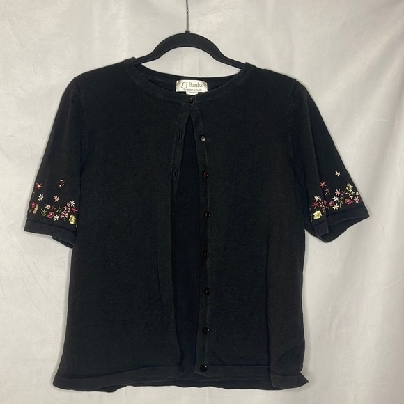 CJ BANKS VINTAGE SHORT SLEEVE BUTTON UP SWEATER TOP (1X) - Picture 1 of 7